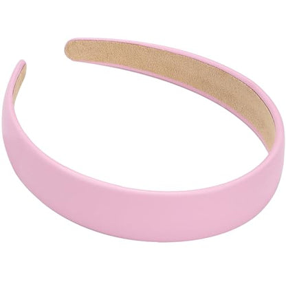 WantGor 1 Inch PU Leather Headband, Wide Padded Hairband Fashion Hair Bands | Cute Womens Headbands Holiday DIY Hair Accessories (Pink) - color: Pink