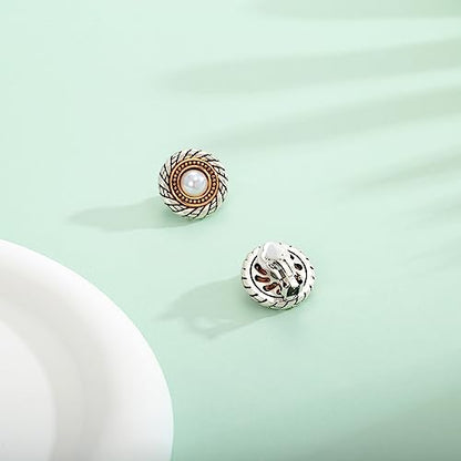 LILIE&WHITE Antique Gold Clip On Hoop Earrings for Women Non Pierced Clip on Earrings with Interwoven Textured Jewelry Gifts - color: EH21315A
