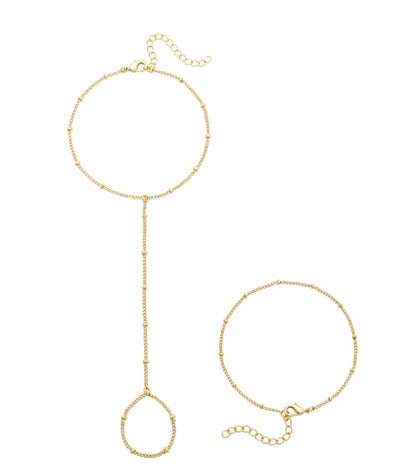 Gold Bracelets for Women, 14K Gold Plated Stackable Bracelet Stack Set Adjustable Charm Paperclip Chain Cuban Link Layered Waterproof Jewelry Sets Gifts for Womens 6.5 Inch - color: Gold Style D