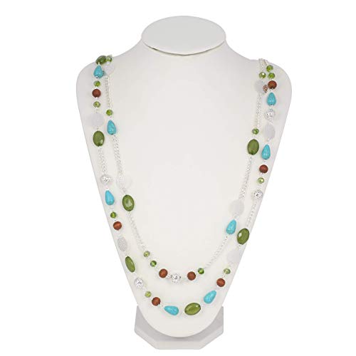 Bocar Long Necklaces for Women Trendy, Boho Layered Crystal Beaded Collar Necklaces for Women, Fashion Statement Necklaces Jewelry - color: Forest Green
