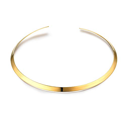 Women's Statement Choker Necklace Exquisite Round Collar Necklace Jewelry In High Polished Round Thin Choker Necklace Jewelry - color: Gold Open