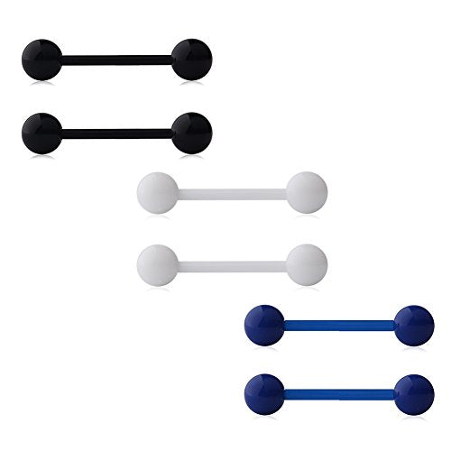 14G 16mm Acrylic Nipple Tongue Barbell Ring Body Piercing Jewelry Retainer 2-6PCS - color: 6PCS - Mix Color 1#