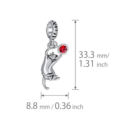 Ginger Cat Playing Tabby Dangle Charm Compatible with Pandora Charms Bracelets with CZ Birthstones for Cat Lovers Women Mother's Day - style: Oct Tabby Cat