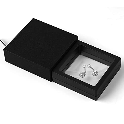 2-Piece 14G Belly Button Rings, Rhinestone Disco Balls | Hypoallergenic stainless steel with 5mm top and 8mm bottom rhinestone balls, gift-boxed navel piercing jewelry for women - color: White