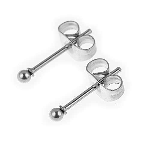 Stainless Steel Earrings Hypoallergenic Earrings, Ball Stud Silver Stud Earrings Set for Women Men Girls, Nickel Free Earrings - style: 3pairs(2mm)