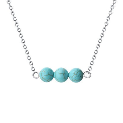 Turquoise or Pearl Bar Choker Necklace Pearl or Turquoise Beads Necklace Jewelry for Women - size: 16 Inch, style: Turquoise Beads