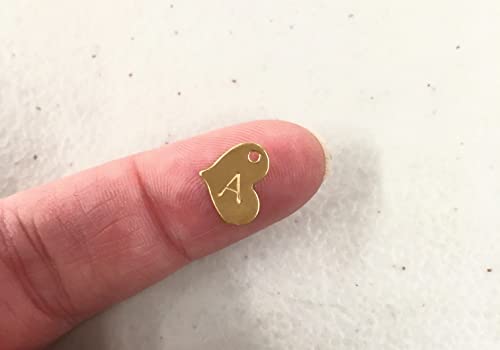 EFYTAL Extra Initial, Tiny 8x10mm Sterling Silver or Gold Filled Heart Shaped Charm, Add Custom Initial to Any Necklace, Dainty Add-On Charms, No Chain Included