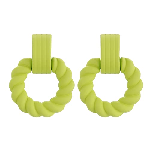 RUOFFETA Rectangle Earrings for Women, Acrylic Square Earrings Twisted Geometric Statement Jewelry - color: Green Round