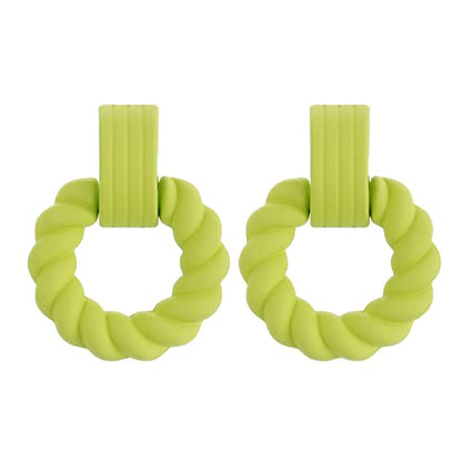 RUOFFETA Rectangle Earrings for Women, Acrylic Square Earrings Twisted Geometric Statement Jewelry - color: Green Round