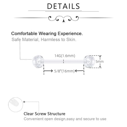 FECTAS 14G Plastic Nipple Rings for Surgery Plastic Tongue Rings Bioflex Flexible Acrylic Piercing Retainer 5 Pairs 14/16/18mm - style: Modern