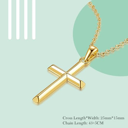 Cross Necklace for Women Gold Cross Necklaces for Women | Cross Chain 14K Gold Cross Necklace for Women Beauty Gold Faith Pendant Necklaces for Women Cross Necklaces 20/25mm - size: 25MM