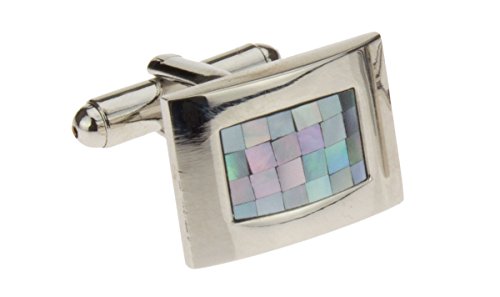 Mother of Pearl Mosaic Mens Cufflinks Stainless Steel Gift Box Quality Cuff Link