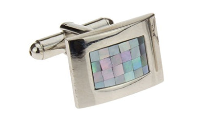 Mother of Pearl Mosaic Mens Cufflinks Stainless Steel Gift Box Quality Cuff Link