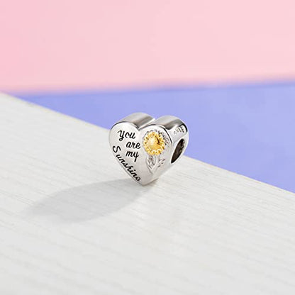 Sunflower Charm Fit for Pandora Charms Bracelet and Necklace You Are My Sunshine Charm Gifts for Women - style: You Are My Sunshine