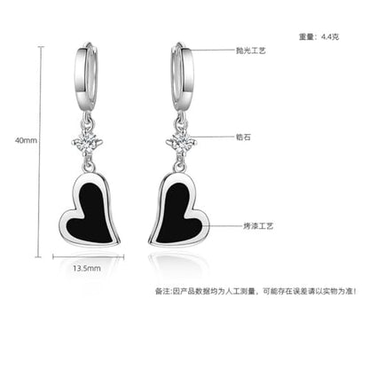 Fashion Huggie Hoop Earrings for Women Teens White Gold Cubic Zirconia Love Heart Hoops Polygonal Exaggerated Geometric Drop Dangle Earrings Black And White Squares Minimalist Everyday Jewelry Gifts - style: Heart