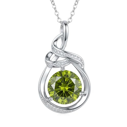 Teardrop Birthstone Necklace for Women 14K Gold/White Gold Elegant Ribbon Pendent Anniversary Love Birthday Gifts for Mom Women, 18"+2" Inches - color: White Gold-08-Aug Birthstone