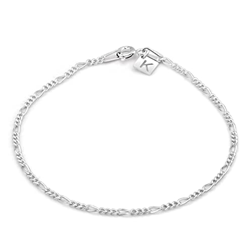 Sterling Silver Figaro Link Chain Bracelet Ankelet 2mm Italian - color: Sterling Silver, size: 9" Bracelet