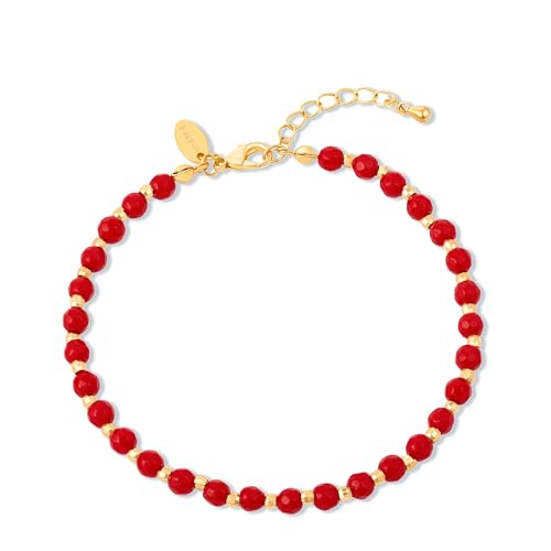Inspirational Gifts Healing Natural Stone Bracelets for Women Anxiety Stress Relief Bracelet Handmade Jewelry for Friends Sister, Christmas Stocking Stuffers Thanksgiving Basket - color: Red-Passion