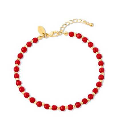 Inspirational Gifts Healing Natural Stone Bracelets for Women Anxiety Stress Relief Bracelet Handmade Jewelry for Friends Sister, Christmas Stocking Stuffers Thanksgiving Basket - color: Red-Passion