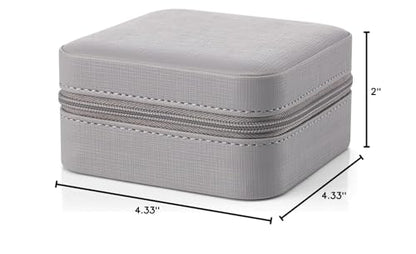 VLANDO Small Travel Jewelry Box Organizer Display Case for Girls Women Gift Rings Earrings Necklaces Storage, Light Grey - color: Light Grey