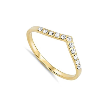 CHOOSE YOUR COLOR Sterling Silver Chevron Thumb Ring - color: Yellow Gold-Tone CZ