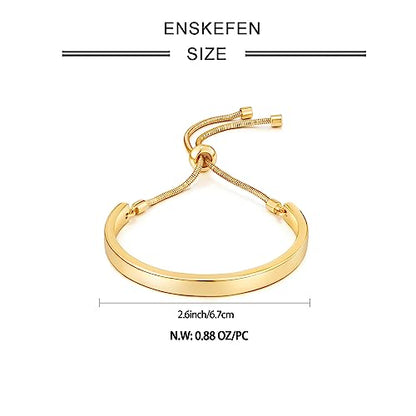 14K Gold Bracelets for Women Adjustable Slider Bracelet Bangle Bracelets for Women Trendy Chain Bracelet - color: Gold Smooth