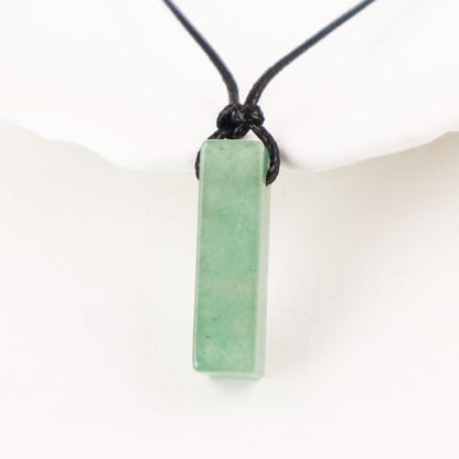 FANASY Natural Gemstone Pendant Necklace for Men Healing Crystal Pendant Adjustable Black Rope Necklace Jewelry Gifts for Women Men - color: Green Aventurine