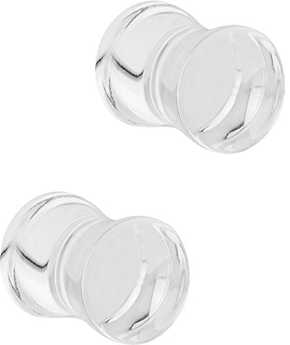 Forbidden Body Jewelry 8mm - 14mm Acrylic Ear Gauges, Solid Double Flared Saddle Plug Earrings Sold in Pairs - style: 8mm (0G) Clear