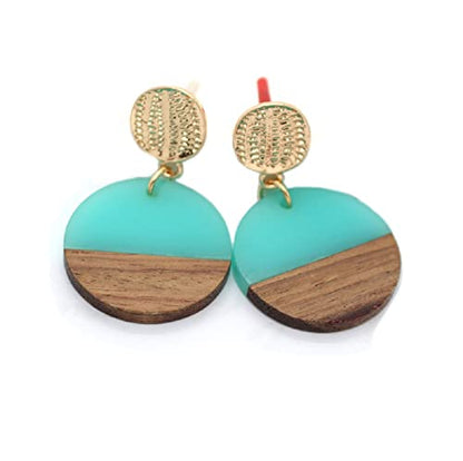 Retro Wooden Resin Geometric Bar Drop Dangle Earrings Layered Leopard for Women Polymer Clay Lightweight Statement Jewelry - style: 11
