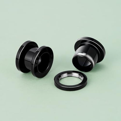 TBOSEN Precise Dimensions Stainless Steel Set Double|Single Flare Tunnel Screw Gauge Ear Expander Stretching Kit Piercing Mixed Size - color: Black-Screw Fit, size: 1.6-10mm(14G-00G)