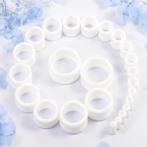 6G-26mm Acrylic Plastic Ear Gauges Tunnels Stretching Kit Double Flared Plugs Tunnels Expanders Stretcher Saddle Gauges Earrings for Men Women Black White Clear - color: White 6G-26mm