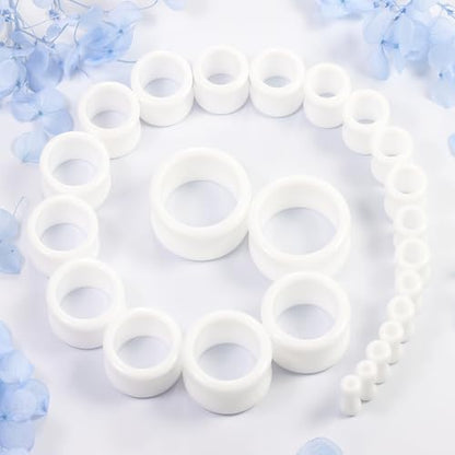 6G-26mm Acrylic Plastic Ear Gauges Tunnels Stretching Kit Double Flared Plugs Tunnels Expanders Stretcher Saddle Gauges Earrings for Men Women Black White Clear - color: White 6G-26mm