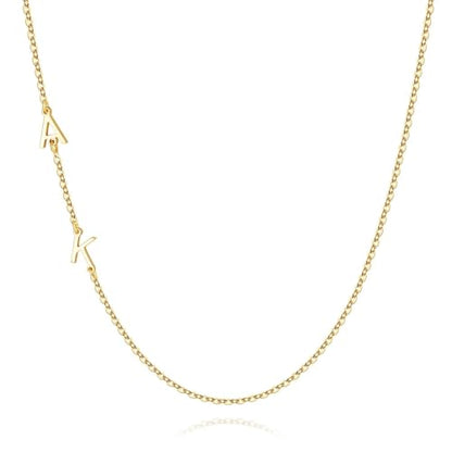 M MOOHAM Sideways Two Initial Necklaces for Women Girls Birthday Gifts | Dainty 14K Gold-Plated, Custom Initial Necklace, Letter Necklace Jewelry, Birthday Gifts for Women Wife Mom Sister Friends - color: initial A & initial K
