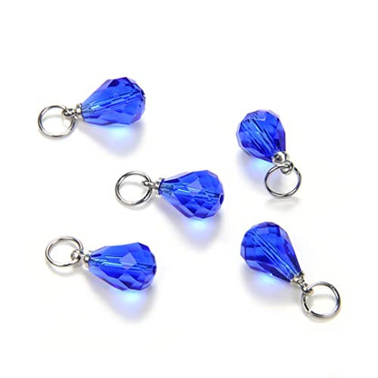 3 Sets Adabele Dangle Birthstone Charm Pendant Drops 10mm Austrian Teardrop Crystal Beads Silver Plated Open Jump Rings (36pcs) - size: Teardrop charms with jump rings (3 Sets/36pcs)