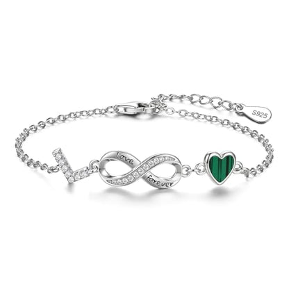 925 Sterling Silver Adjustable Letter Bracelets Infinity Heart Emerald Charm Link Bracelet ，Personalized Charm Alphabet Jewelry Valentines Christmas Mother’s Day Birthday Gifts - color: L