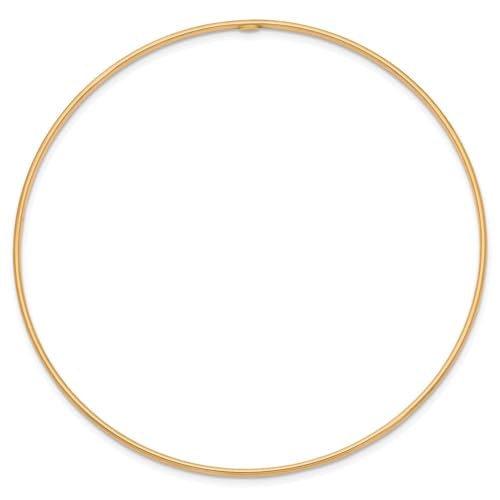 14k Gold 1.5mm High Polished Slip-on Bangle Bracelet, 8 Inches - color: Yellow