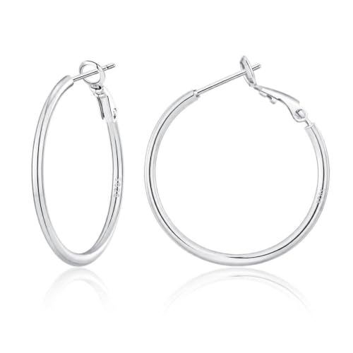 2MM S925 Sterling Silver Hoop Earrings Thin Gold Large Hoop Earring Lightweight Hypoallergenic Big Silver Thin Hoops Earring Gold Hoops Earrings for Women 30/40/50/60 MM - color: 30mm-Silver