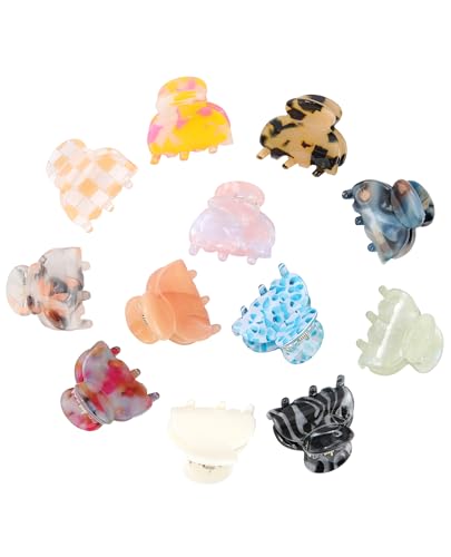Molans 12 Pcs Small Hair Clips Mini Claw Jaw Clips Women Girls Thin Hair | Tiny Short Acrylic Cute Clips Non Slip Little Hair Accessories Clamps for Half Updo Styling Fine Hair Bangs Kids Toddlers - color: Sequins Stones