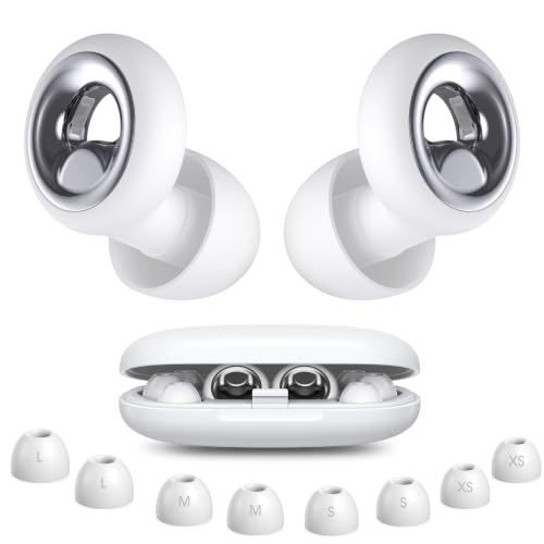 Noise Cancelling Ear Plugs for Sleeping, Reusable Silicone Ear Plugs for Noise Reduction, Soft Hearing Protection with 8 Ear Tips for Concerts, Work, Shooting, and Travel (Matte White) - color: Matte White