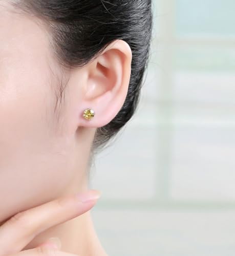 Adabele Authentic Sterling Silver Birthstone Stud Earrings 6mm 8mm Cubic Zirconia Imitation Diamond Gemstone Hypoallergenic Nickel Free Tarnish Resistant Women Fine Jewelry - color: November, size: 6mm/0.84 Carat