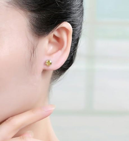Adabele Authentic Sterling Silver Birthstone Stud Earrings 6mm 8mm Cubic Zirconia Imitation Diamond Gemstone Hypoallergenic Nickel Free Tarnish Resistant Women Fine Jewelry - color: November, size: 6mm/0.84 Carat