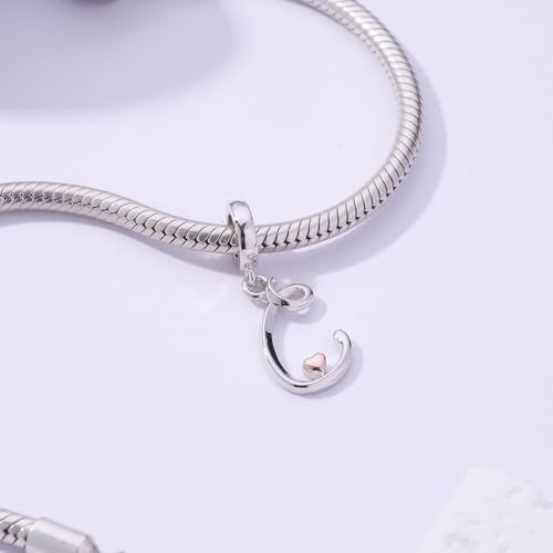 Letter Charms for Pandora Bracelets 925 Sterling Silver Alphabet Initial Charms Bead Jewelry Gift for Women - style: Initial C