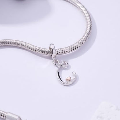Letter Charms for Pandora Bracelets 925 Sterling Silver Alphabet Initial Charms Bead Jewelry Gift for Women - style: Initial C
