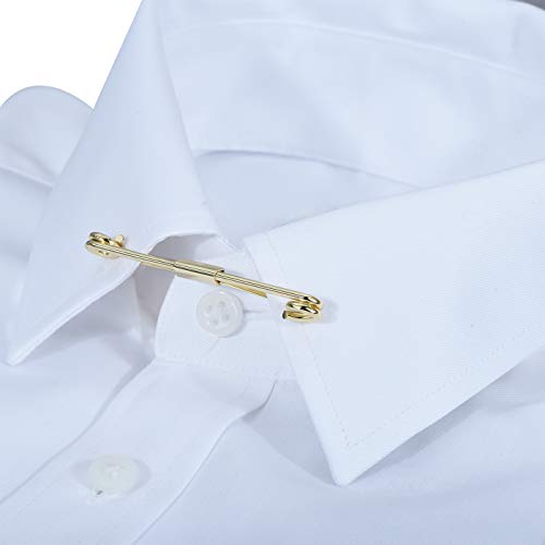 3PCS Men's Classic Tie Clips - Shirt Collar Clip Bar for Necktie - Gold, Silver, Black Tone - Tie Pins, Collar Holder - style: 60mm Length Iron Ring Head
