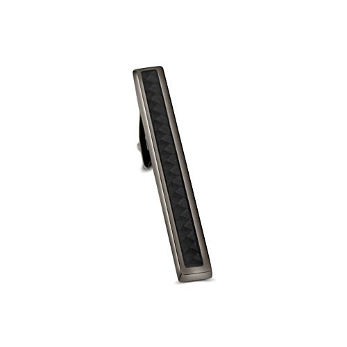 Men Tie Bar Clip 2.2"Inches Brass Gun-black Plated Carbon Fiber Regular Fashion Tie Bar Clips (Gun black)