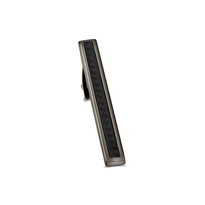 Men Tie Bar Clip 2.2"Inches Brass Gun-black Plated Carbon Fiber Regular Fashion Tie Bar Clips (Gun black)