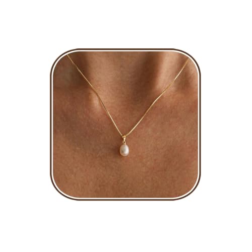 Pearl Necklaces for Women,Dainty Gold Pendant Necklaces Waterproof Jewelry | 14K Gold Plated Pearl Necklaces,Dainty Elegant Wedding Necklace,Small Cute Adjustable Minimalist Necklace,Non Tarnish Jewelry - color: GOLD-3