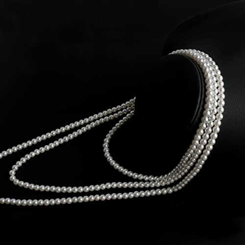 Long Pearl Necklaces for Women Cream White Faux Pearl Strand Layered Necklace Costume Jewelry - color: Cream White(6MM)