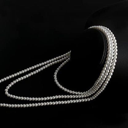 Long Pearl Necklaces for Women Cream White Faux Pearl Strand Layered Necklace Costume Jewelry - color: Cream White(6MM)