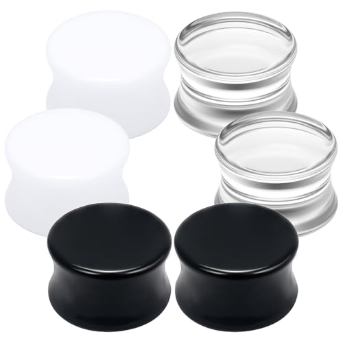 6G-30mm Solid Acrylic Gauges for Ear Double Flared Saddle Plug Tunnels Earrings Clear Black White Ear Plugs Tunnels for Women Men - color: 14mm = 9/16 inch